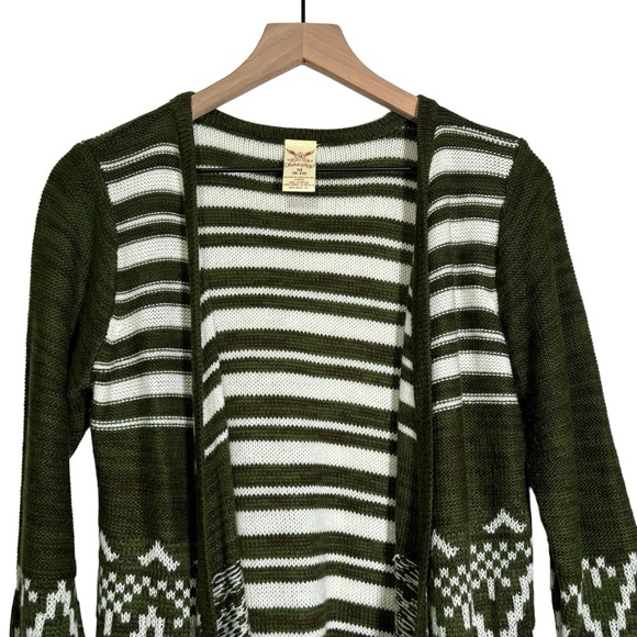 Faded Glory Cardigan Open Front Fringe Boho Aztec Women’s Medium 8-10 - Picture 3 of 12